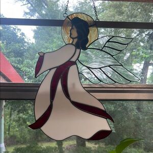 Elegant Stained Glass Angel Suncatcher
